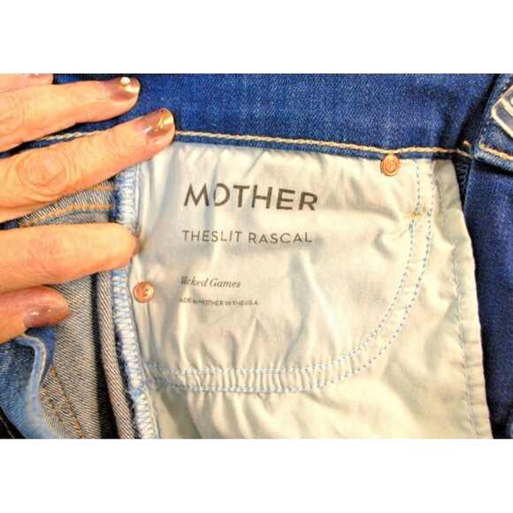 MOTHER Denim The Rascal Slit Jeans Sz 27 Wicked Games Medium Wash - Picture 7 of 9